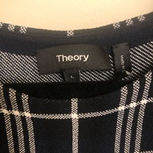 Theory peplum plaid top